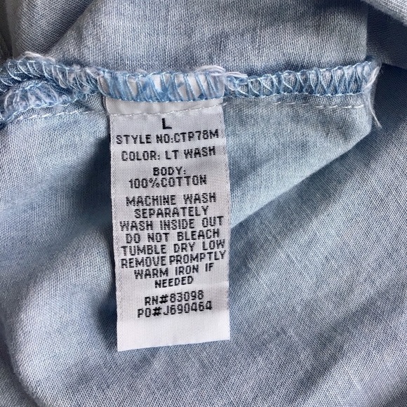 Cavalini Denim Collection Blue Ruffled Sleeve Blouse - Size Large - Picture 8 of 10